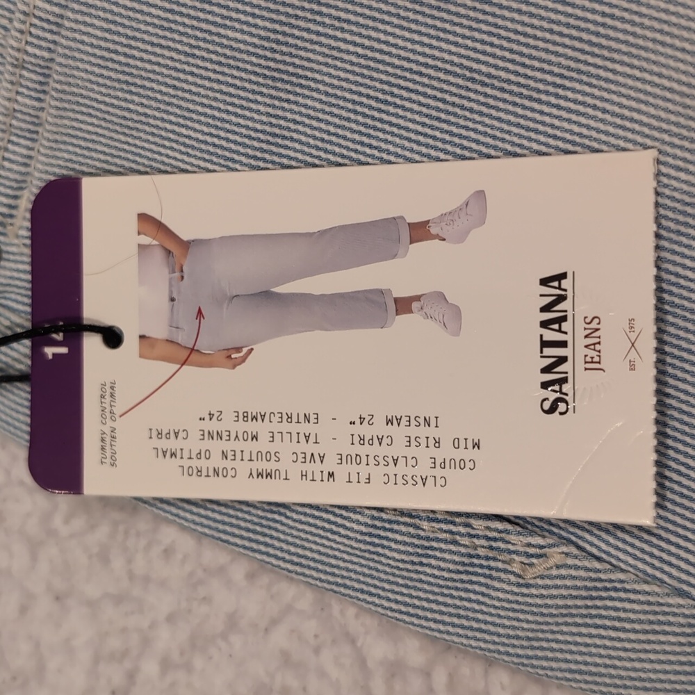 Sz 14 Santana Jeans Mid-Rise straight leg Capri style classic Fit jeans.